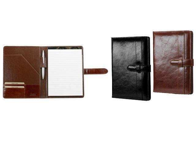 A5 Genuine Leather Folder with Tab Closure - Pen Loop - Filing Pocket - Black - South Africa - Mirelle Leather and Lifestyle