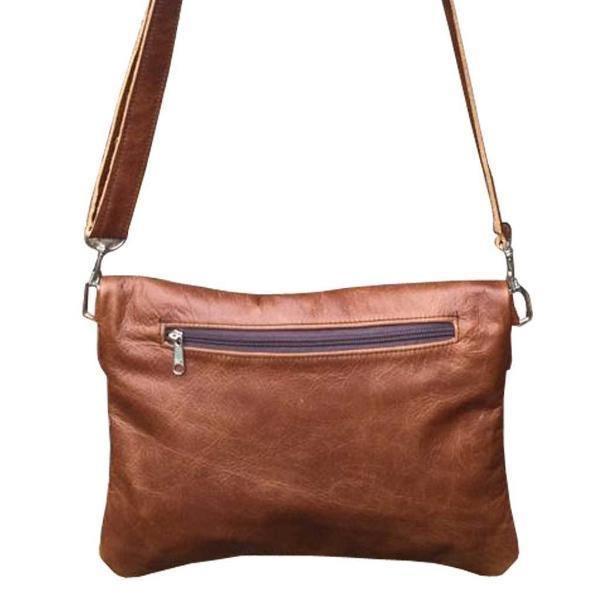 Genuine Leather Fold Over Messenger Handbag | MIRELLE ZA Crossbody Handbag Mirelle Leather and Lifestyle