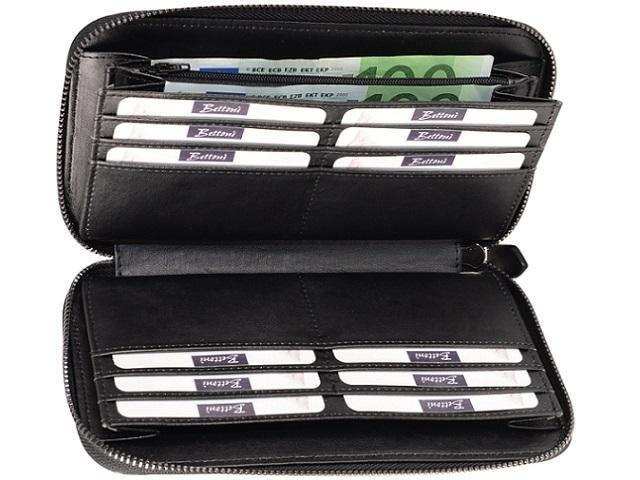 Genuine Leather Multi Holder Wallet Purse With 3 Bank Note Sections - Black - MIRELLE Leather and Lifestyle