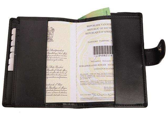 Genuine Leather Passport Cover with Tab - Black ZA Passport Cover Mirelle Leather and Lifestyle