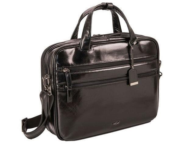 Genuine Leather Roma Computer Laptop Business Bag - 15.4 " Laptop - Black - MIRELLE Leather and Lifestyle