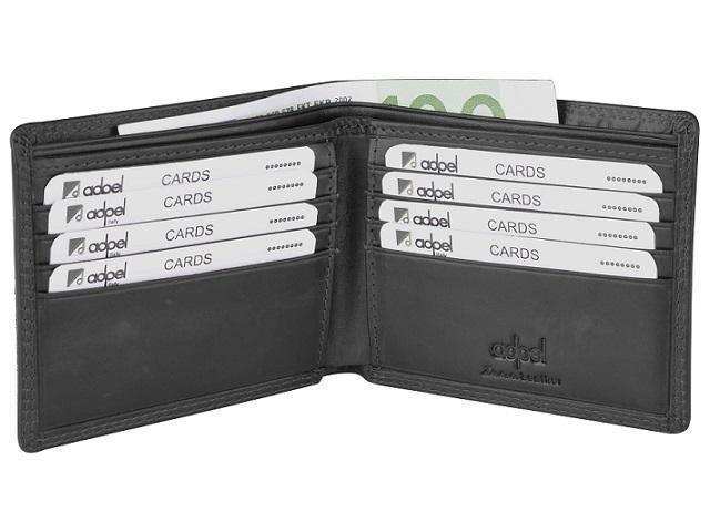 Genuine Leather Wallet Notes and Cards - No Coin Holder - Black ZA Leather Wallet Mirelle Leather and Lifestyle