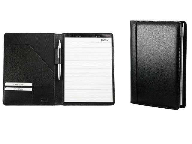 Leather A5 Folder with Notepad - Pen Loop - Pockets - Black | MIRELLE - MIRELLE Leather and Lifestyle