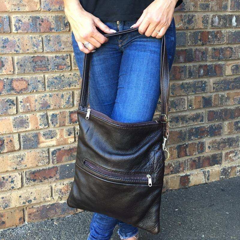 Genuine Leather Fold Over Messenger Handbag | MIRELLE ZA Crossbody Handbag Mirelle Leather and Lifestyle