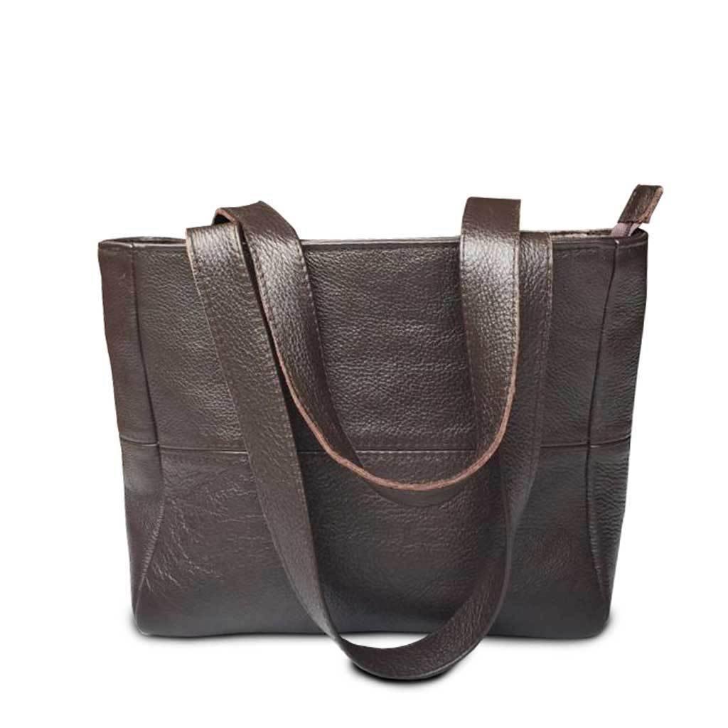Leather Shopper Handbag With Outside Zipped Pocket - Medium | MIRELLE ZA Shopper Handbag Mirelle Leather and Lifestyle