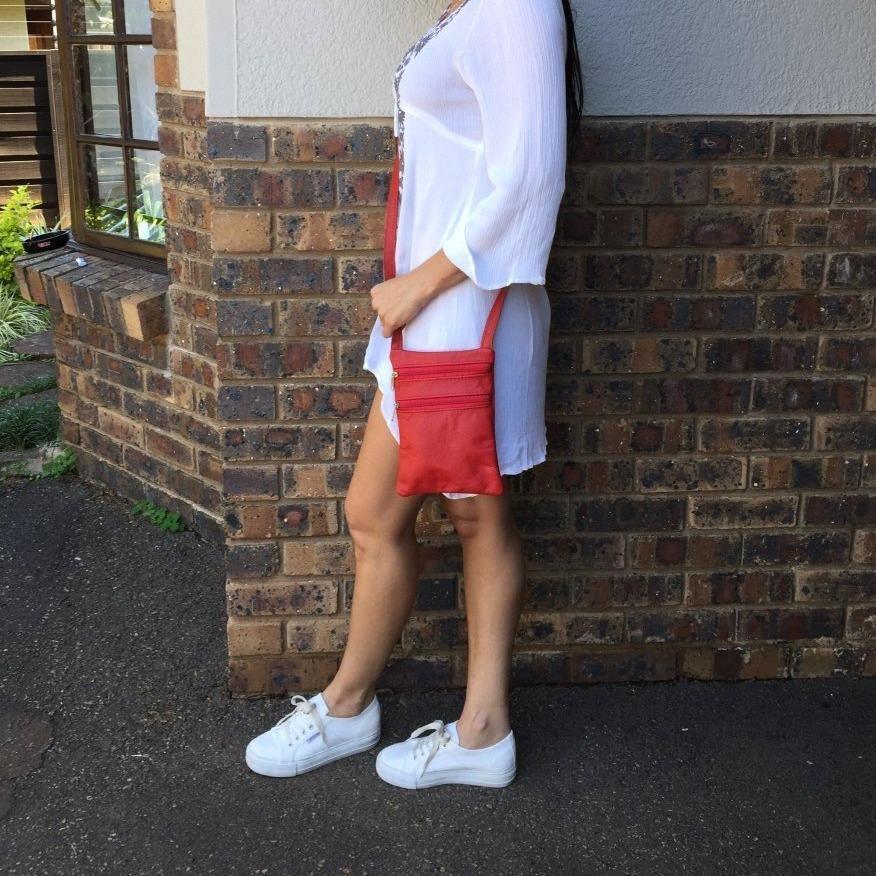 Mirelle Genuine Leather Mini 2 Pocket Crossbody Handbag ZA Handbag Mirelle Leather and Lifestyle