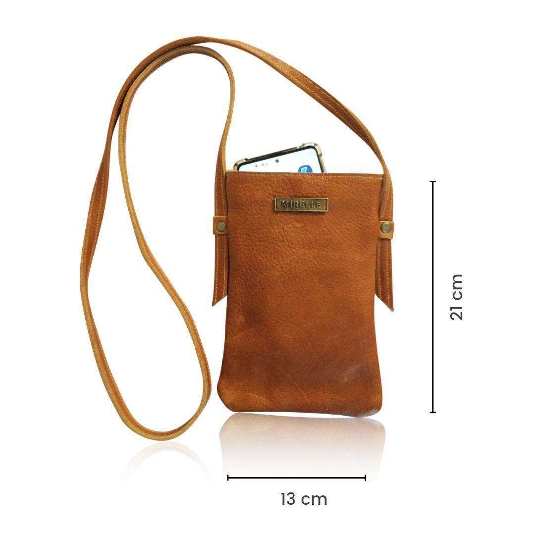 Mirelle Womens Leather Cellphone Sling Crossbody Handbag - MIRELLE Leather and Lifestyle
