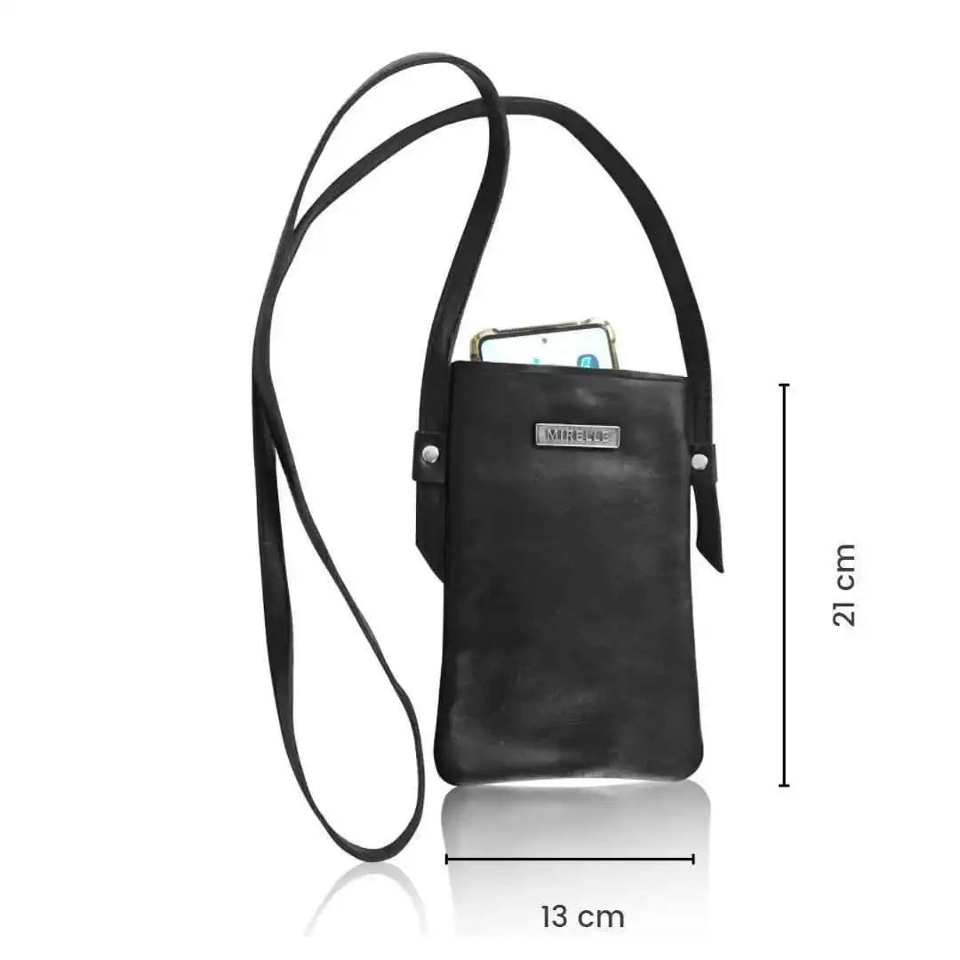 Mirelle Womens Leather Crossbody Cellphone Sling Bag - Pecan and Black - Combo - MIRELLE Leather and Lifestyle