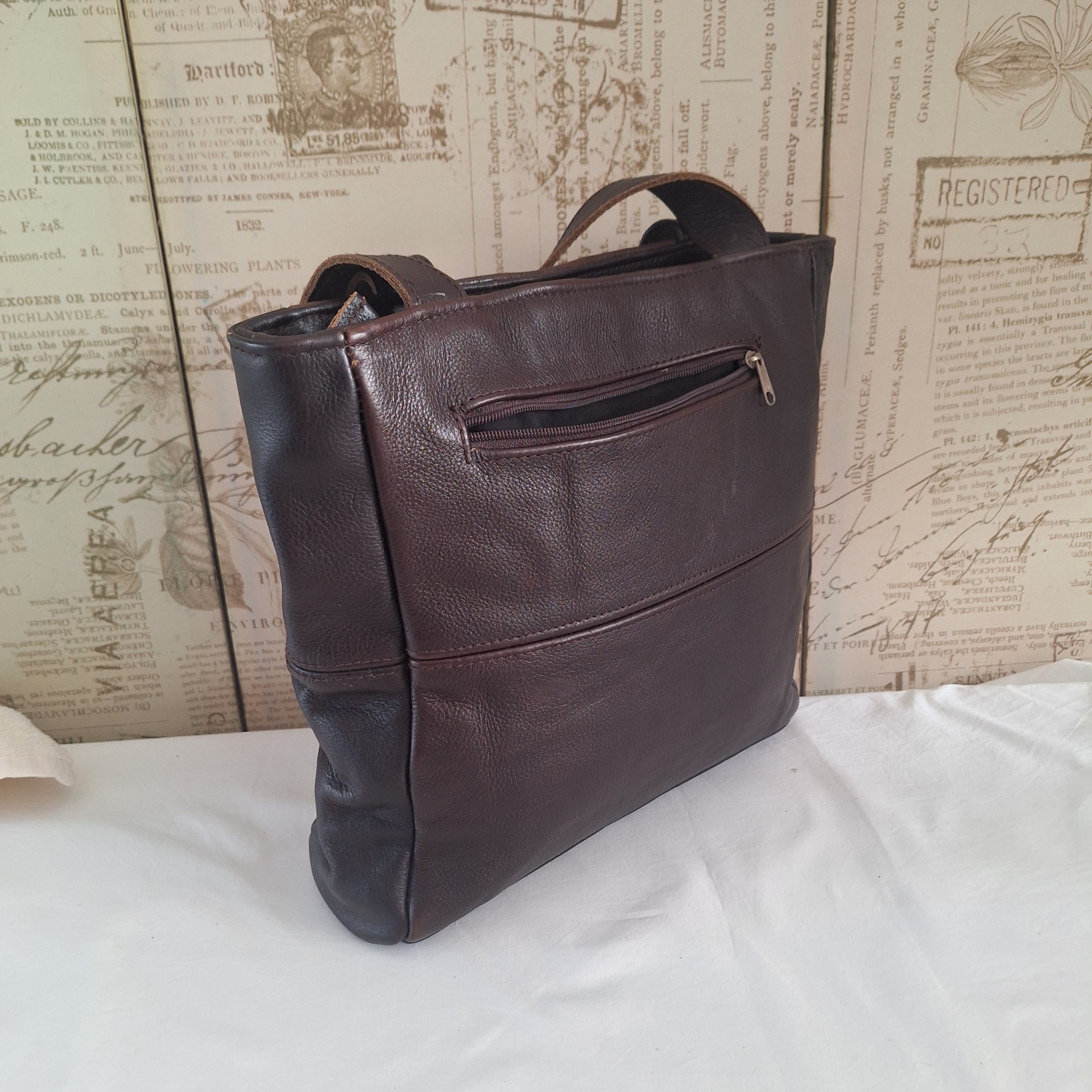 Mirelle Shopper Shoulder Handbag With Outside Zipped Pocket | Genuine Leather - Brown | Stock Room Sale MIRELLE