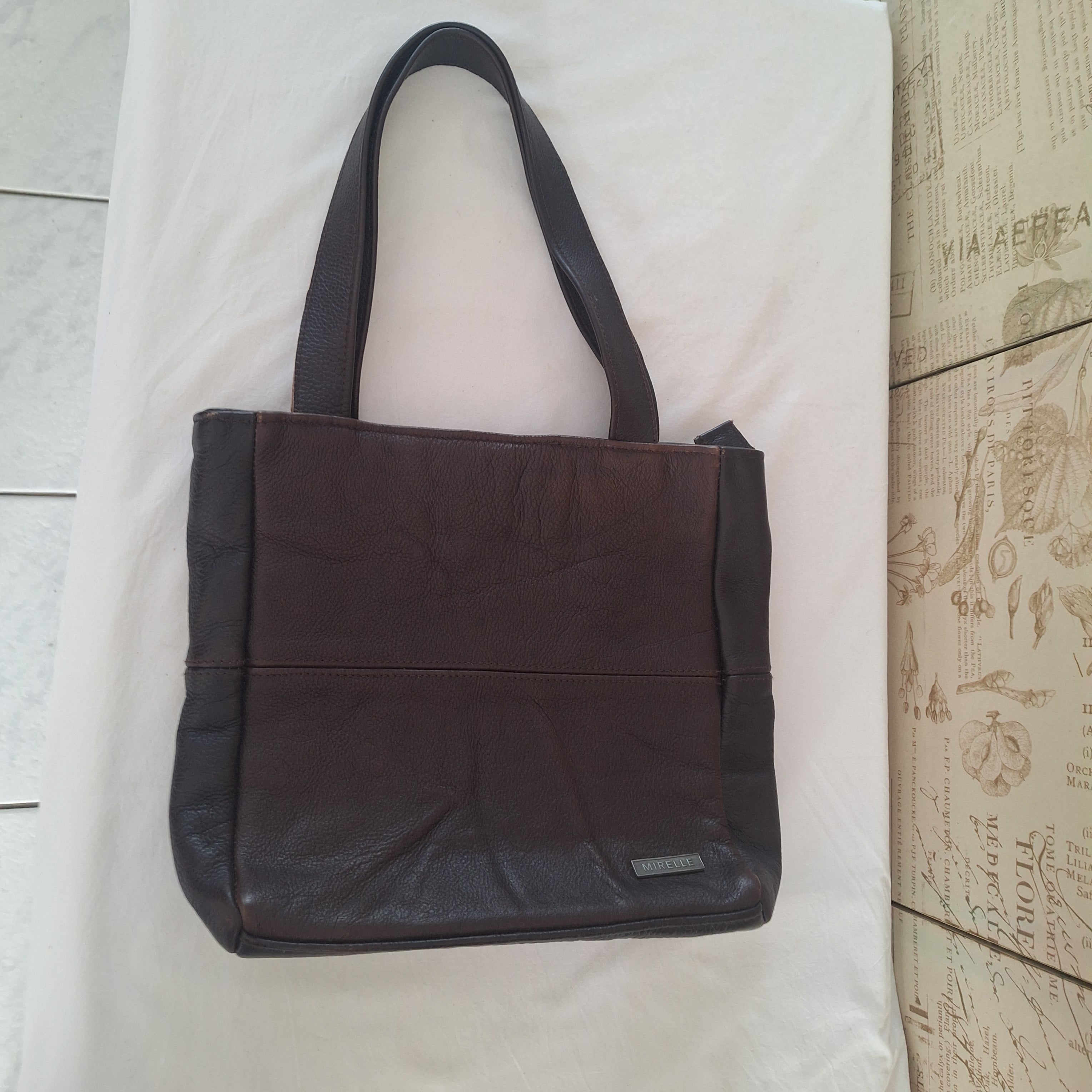 Mirelle Shopper Shoulder Handbag With Outside Zipped Pocket | Genuine Leather - Brown | Stock Room Sale MIRELLE