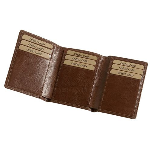 Tri Fold Card Holder with Bank Note Section - Genuine Leather