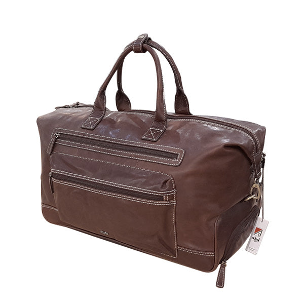 Skyline Trolley Leather Travel Bag with Wheels - Brown - Mirelle Leather and Lifestyle - side 1 - 600px