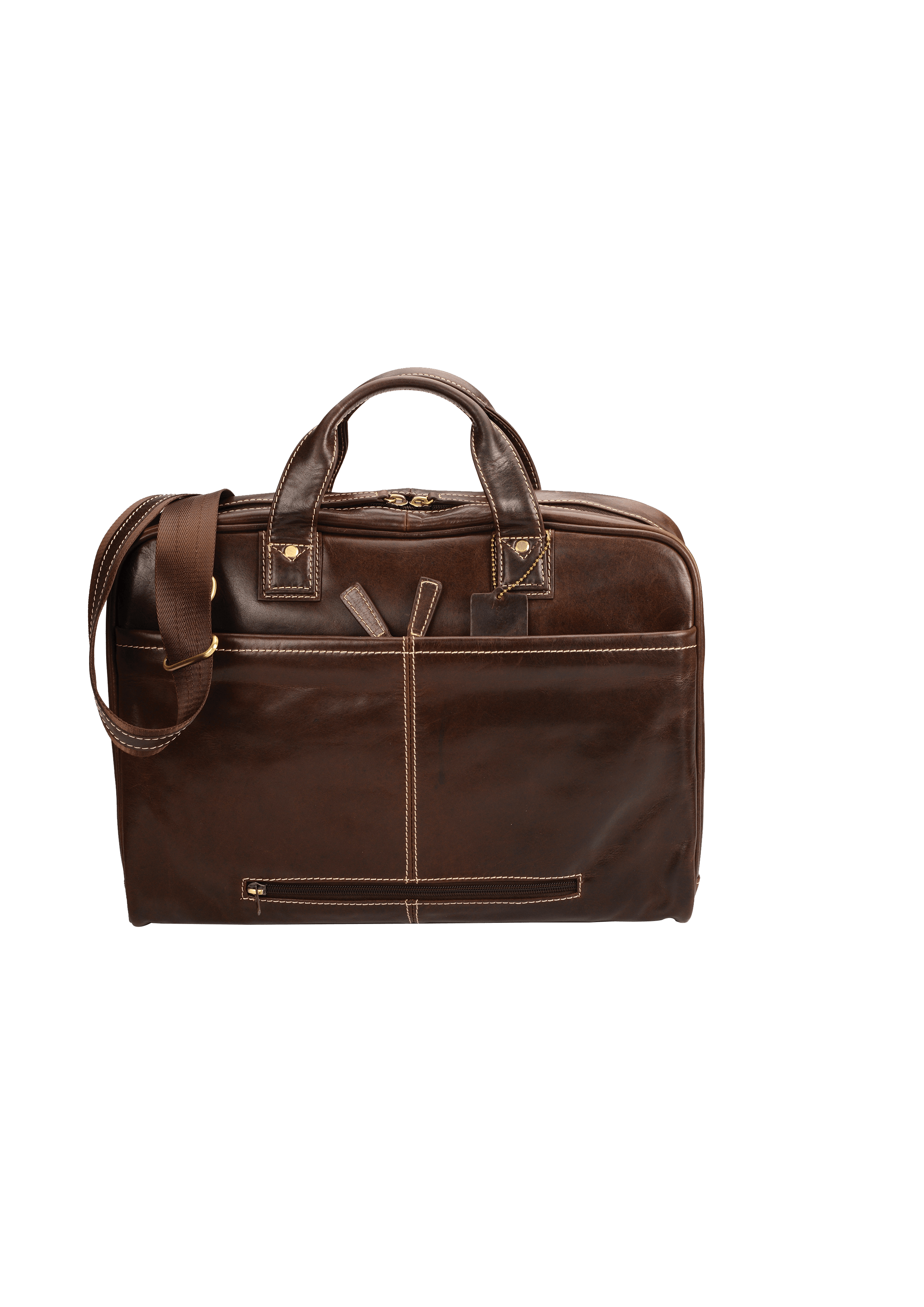 Capri Genuine Leather Computer Laptop Bag - Brown