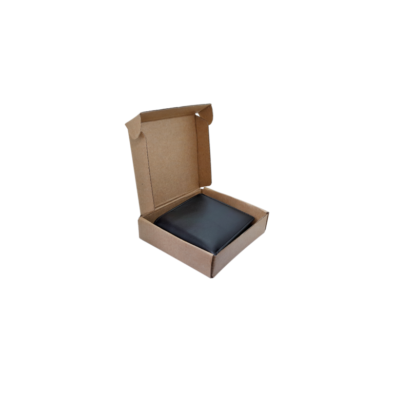 Genuine Leather Two- Fold Wallet - Black