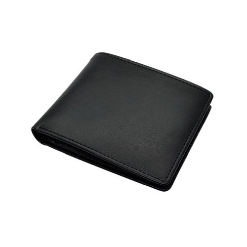 Genuine Leather Two- Fold Wallet - Black
