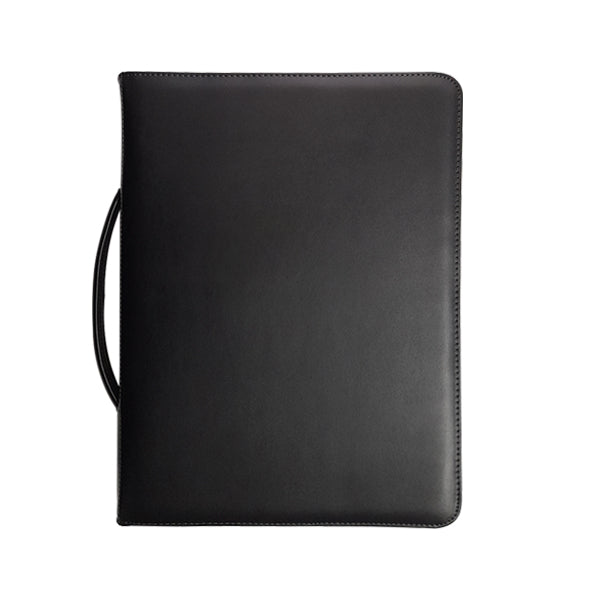 Mirelle - A4 Genuine Leather Zip Folder with Ring Binder - Black