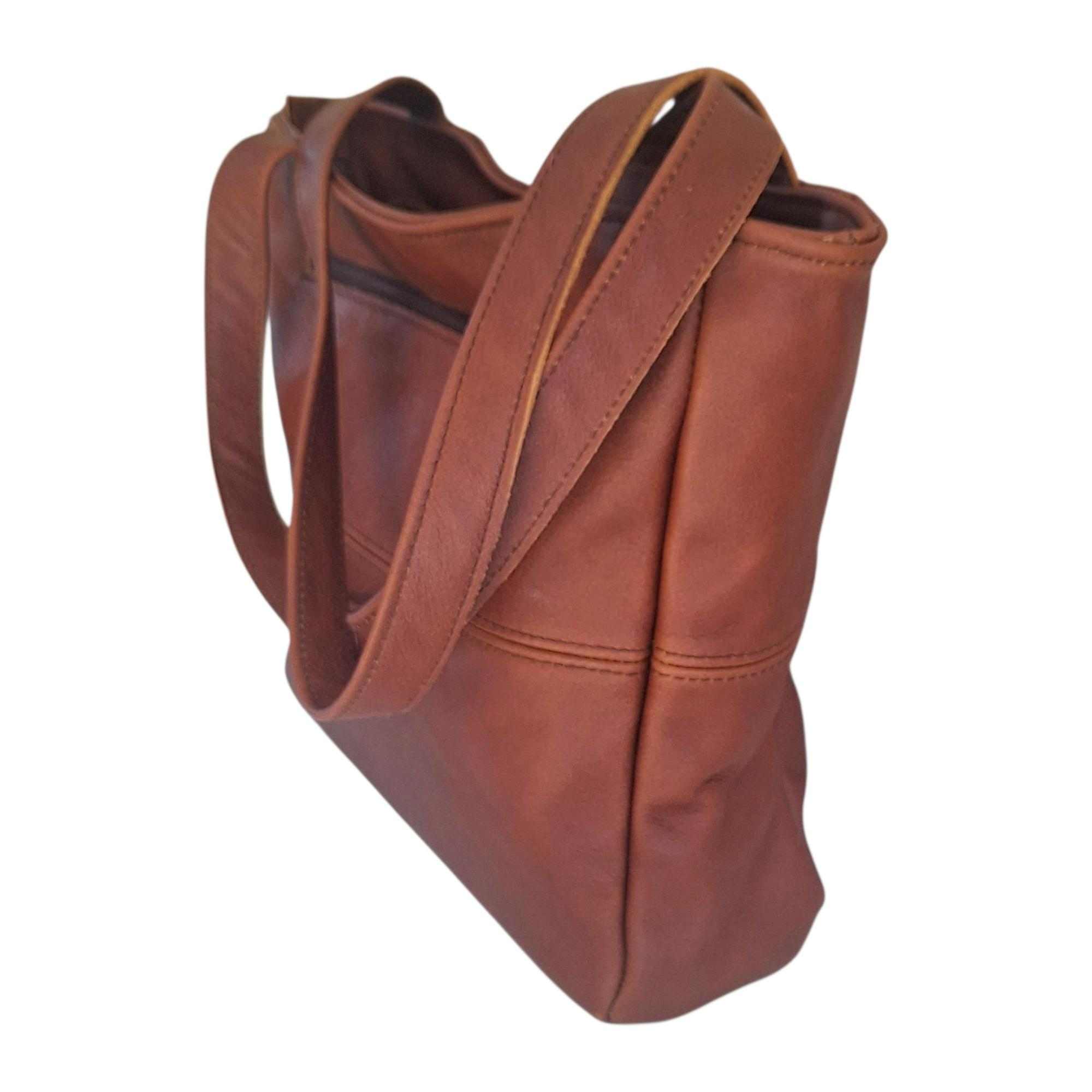 Leather Shopper Handbag With Outside Zipped Pocket | MIRELLE MIRELLE
