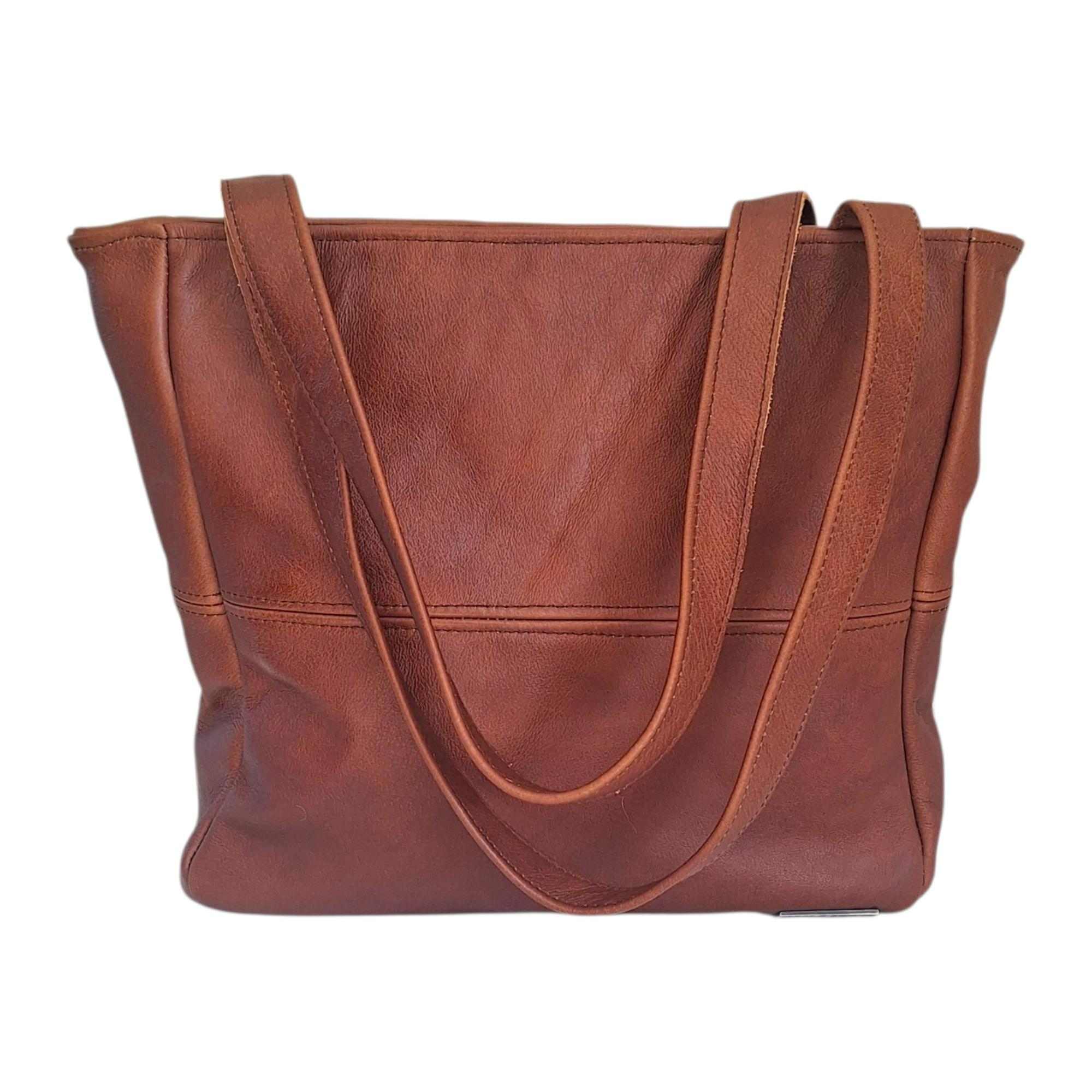 Leather Shopper Handbag With Outside Zipped Pocket | MIRELLE MIRELLE