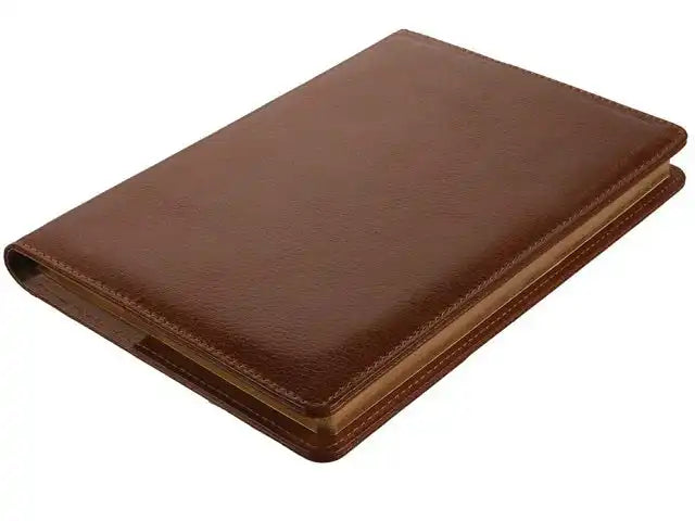 A5 Leather Slip on Notebook Cover with Notebook - Brown MIRELLE