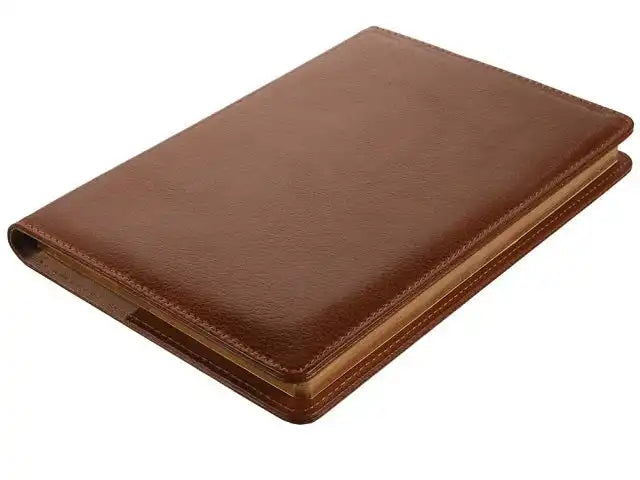 A5 Leather Slip on Notebook Cover with Notebook - Brown MIRELLE