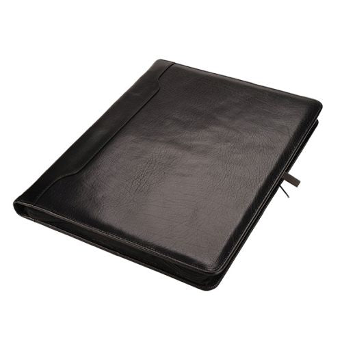 A4 Genuine Leather Executive Zipped Folder with Notepad and Multiple Interior Pockets - Black | MIRELLE ZA Folder Mirelle Leather and Lifestyle