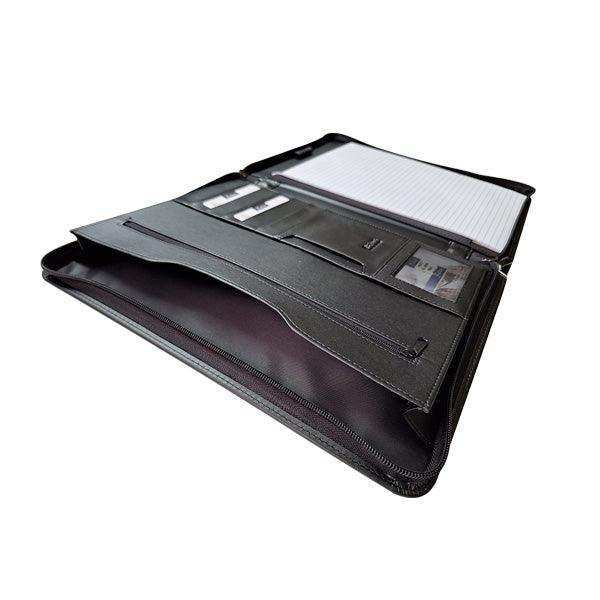 A4 Genuine Leather Executive Zipped Folio Folder with Zipped Inside Pocket - Black | MIRELLE ZA Folder Mirelle Leather and Lifestyle
