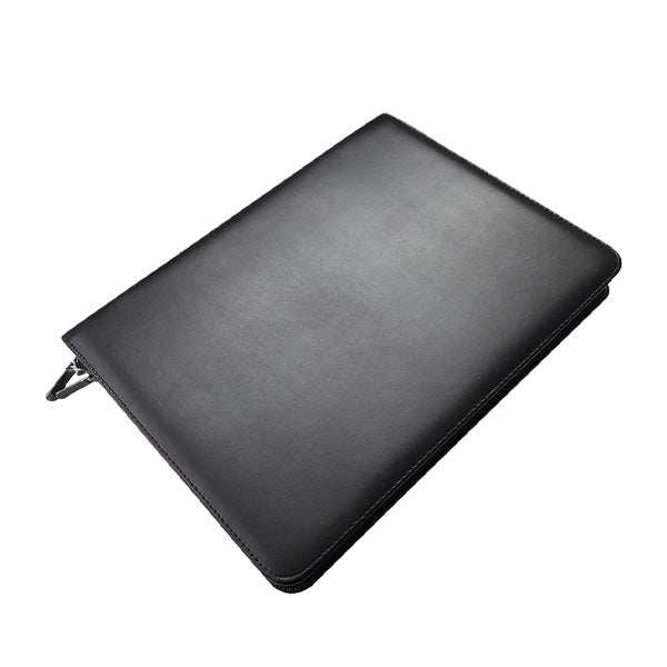 A4 Genuine Leather Zip Around Executive Folio Folder - Black - MIRELLE Leather and Lifestyle