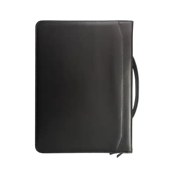 A4 Genuine Leather Zip Folder with Ring Binder and Handle - Black | MIRELLE - South Africa - Mirelle Leather and Lifestyle