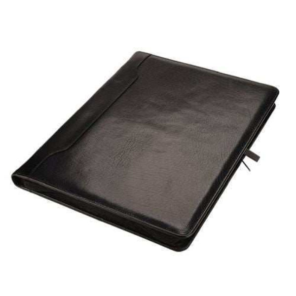 A4 Genuine Leather Zipped Folder - Black - MIRELLE Leather and Lifestyle
