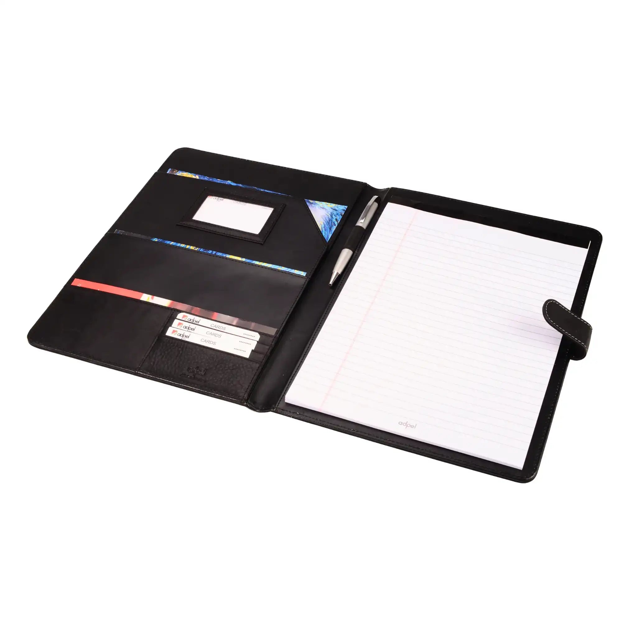 A4 Tuscan Genuine Leather Folder with Tab Closure - Black | MIRELLE - MIRELLE Leather and Lifestyle