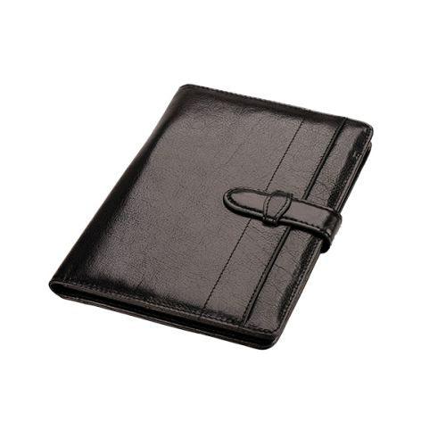 A5 Genuine Leather Folder with Tab Closure - Pen Loop - Filing Pocket - Black ZA Folder Mirelle Leather and Lifestyle