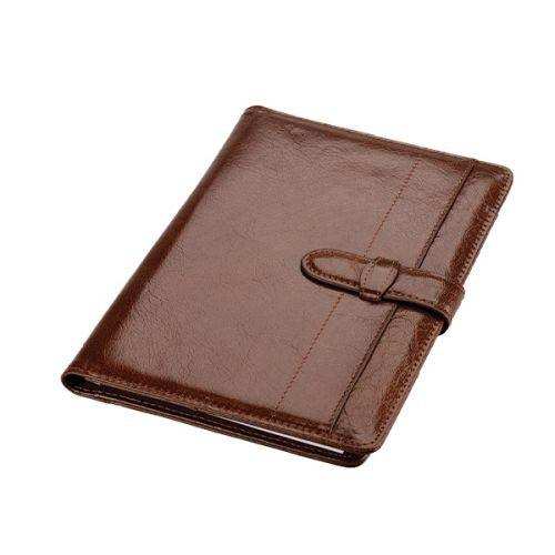 A5 Genuine Leather Folder with Tab Closure - Pen Loop - Filing Pocket - Brown - South Africa - Mirelle Leather and Lifestyle