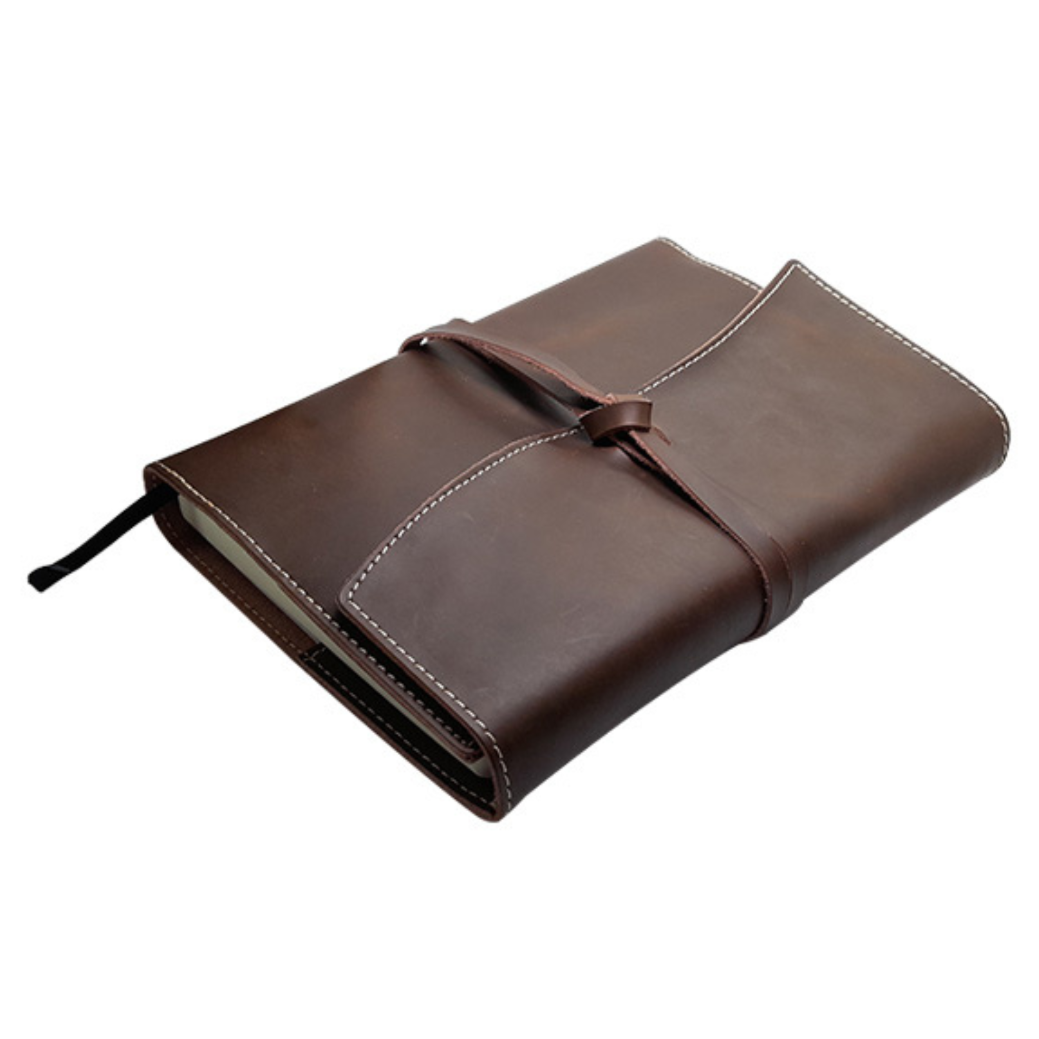 A5 Genuine Leather Trifold Slip On Notebook Cover and Notebook ZA Folder Mirelle Leather and Lifestyle