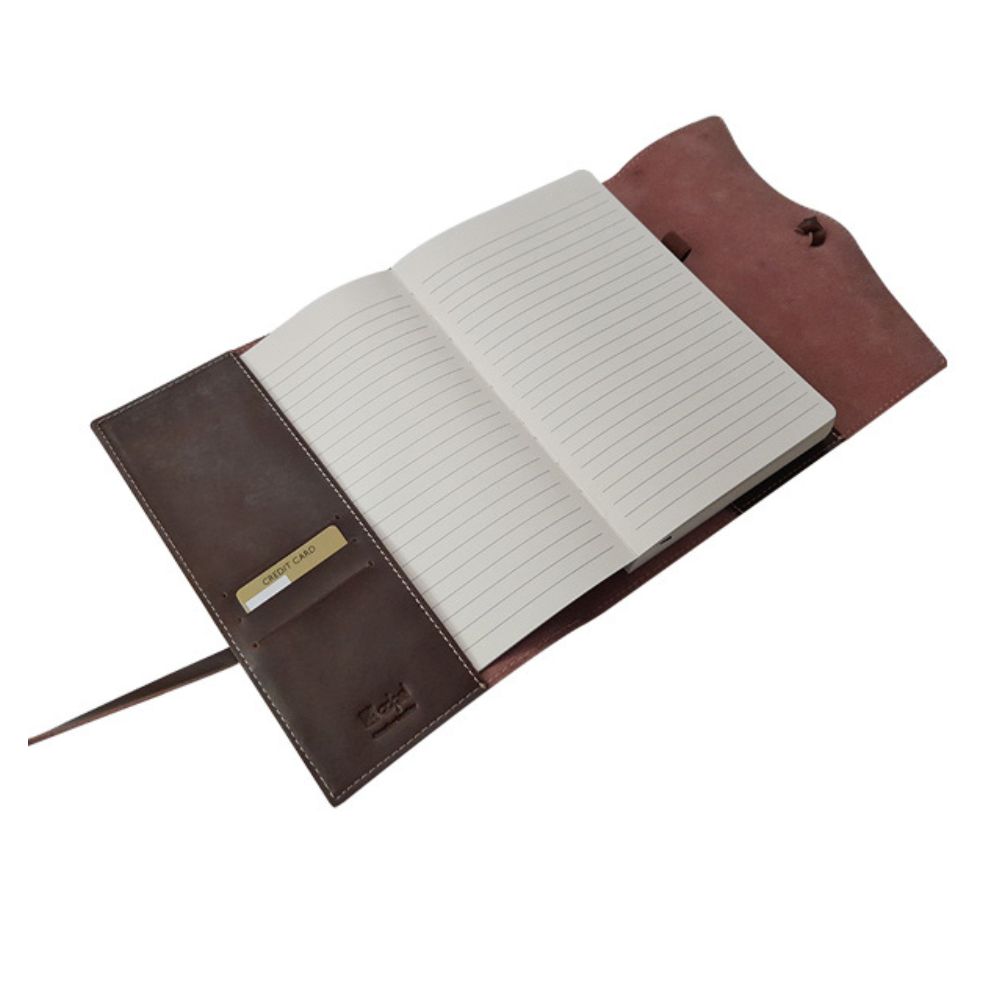 A5 Genuine Leather Trifold Slip On Notebook Cover and Notebook ZA Folder Mirelle Leather and Lifestyle
