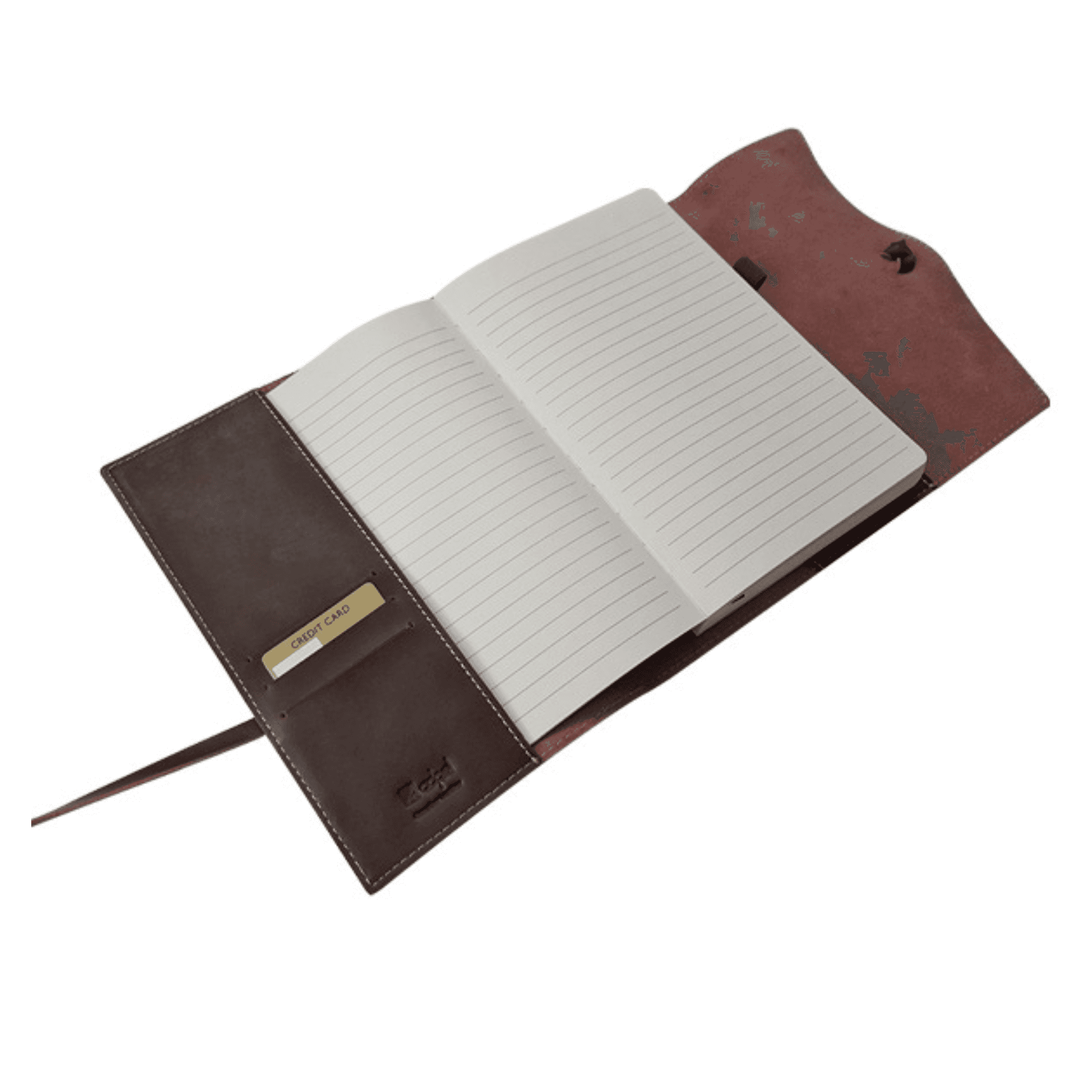 A5 Genuine Leather Trifold Slip On Notebook Cover and Notebook - Mirelle Leather and Lifestyle