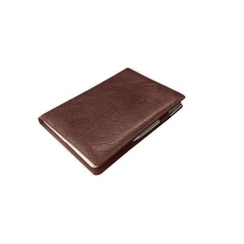 A5 Leather Slip on Notebook Cover with Notebook - Brown - MIRELLE Leather and Lifestyle