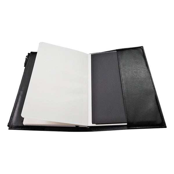 A5 Notebook Leather Slip On Cover - with Notebook - Black - Mirelle Leather and Lifestyle