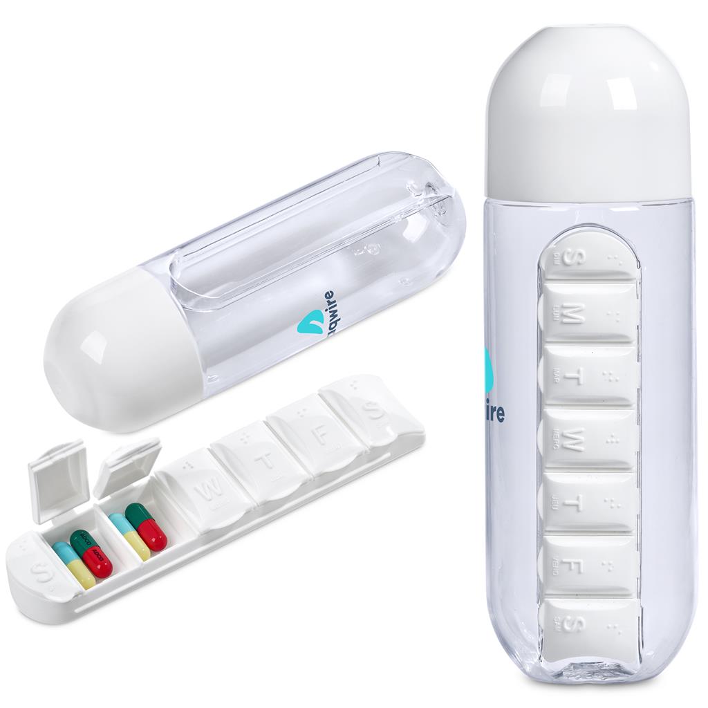 Altitude Vita-Stream Pill Box Plastic Water Bottle - 600ml Mirelle Leather and Lifestyle