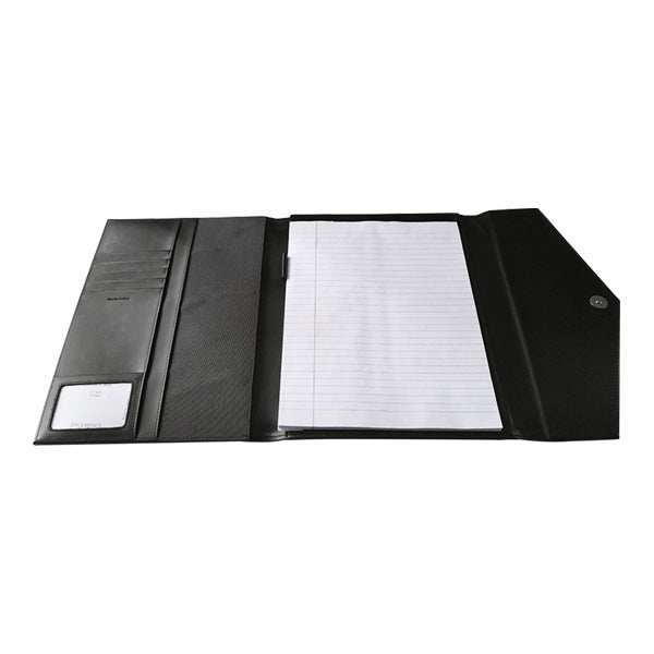 Genuine Leather A4 Stanford Tri-Fold Folder with Notepad - Black | MIRELLE ZA Folder Mirelle Leather and Lifestyle