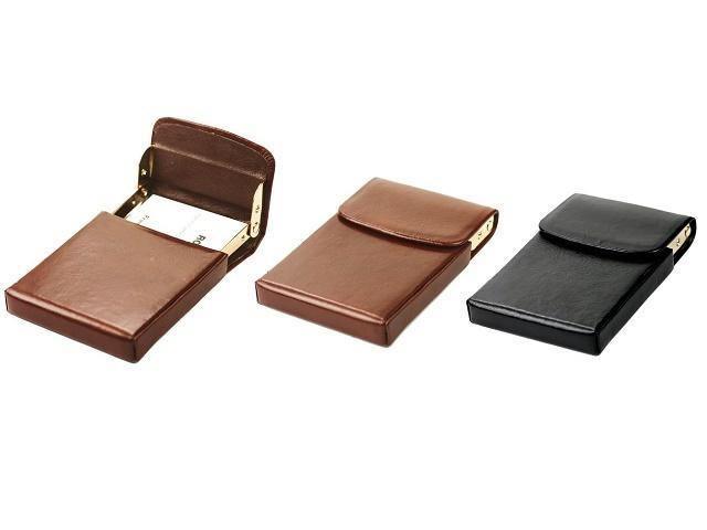 Flip-Up Business Card Holder - Genuine Leather - Brown - Mirelle Leather and Lifestyle