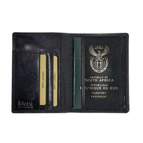 Genuine Leather ID Book & Passport Holder with Card Slots - Mirelle - Black - MIRELLE Leather and Lifestyle