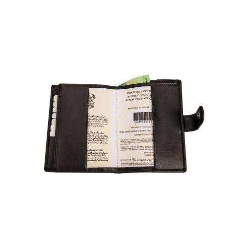 Genuine Leather Passport Cover with Tab - Black ZA Passport Cover Mirelle Leather and Lifestyle