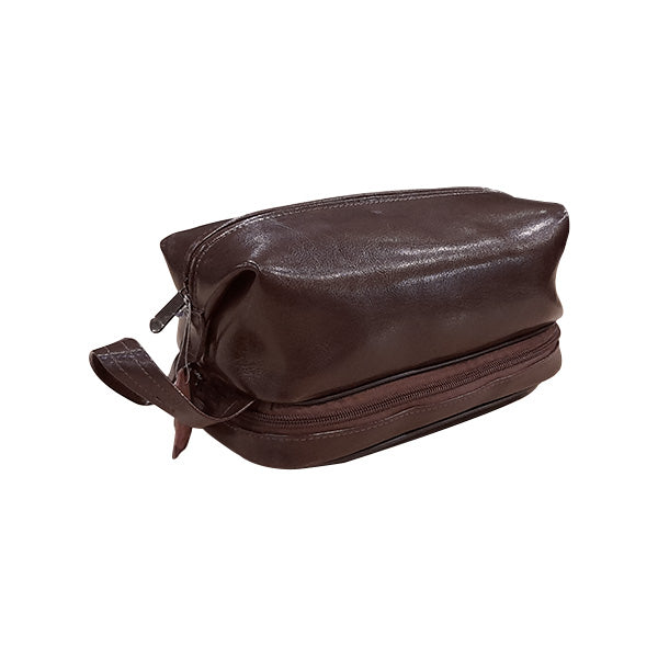 Genuine Leather Toiletry Bag - Brown | MIRELLE MIRELLE