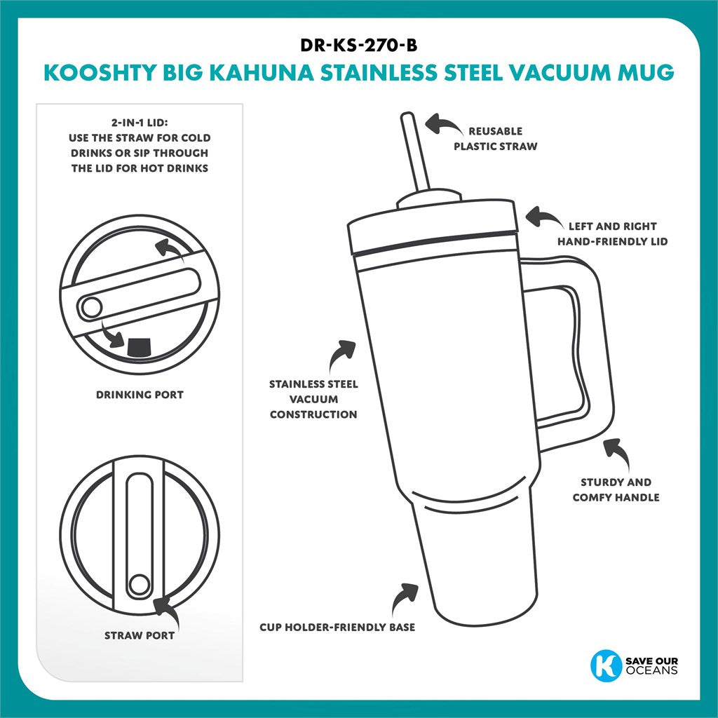 Kooshty Big Kahuna Stainless Steel Vacuum Mug – 1.2 Litre ZA Travel Mugs and Tumblers,Drinkware Ideas,Ideas for Summer Mirelle Leather and Lifestyle