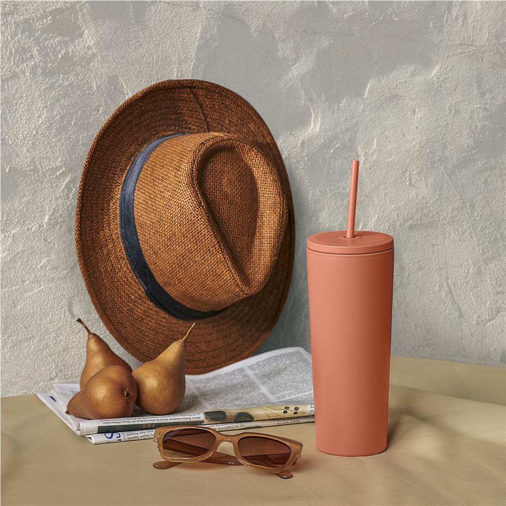 Kooshty Concorde Stainless Steel & Plastic Double-Wall Tumbler & Straw - 720ml Mirelle Leather and Lifestyle