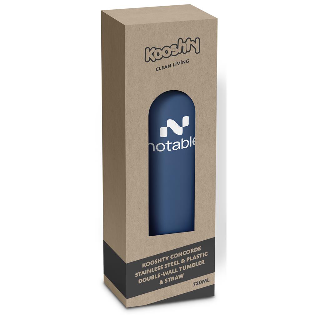 Kooshty Concorde Stainless Steel & Plastic Double-Wall Tumbler & Straw - 720ml Mirelle Leather and Lifestyle