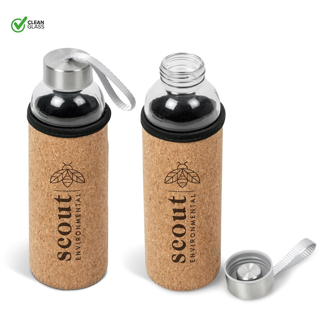 Kooshty Kork Glass Water Bottle - 500ml ZA Bottles,Drinkware Ideas Mirelle Leather and Lifestyle