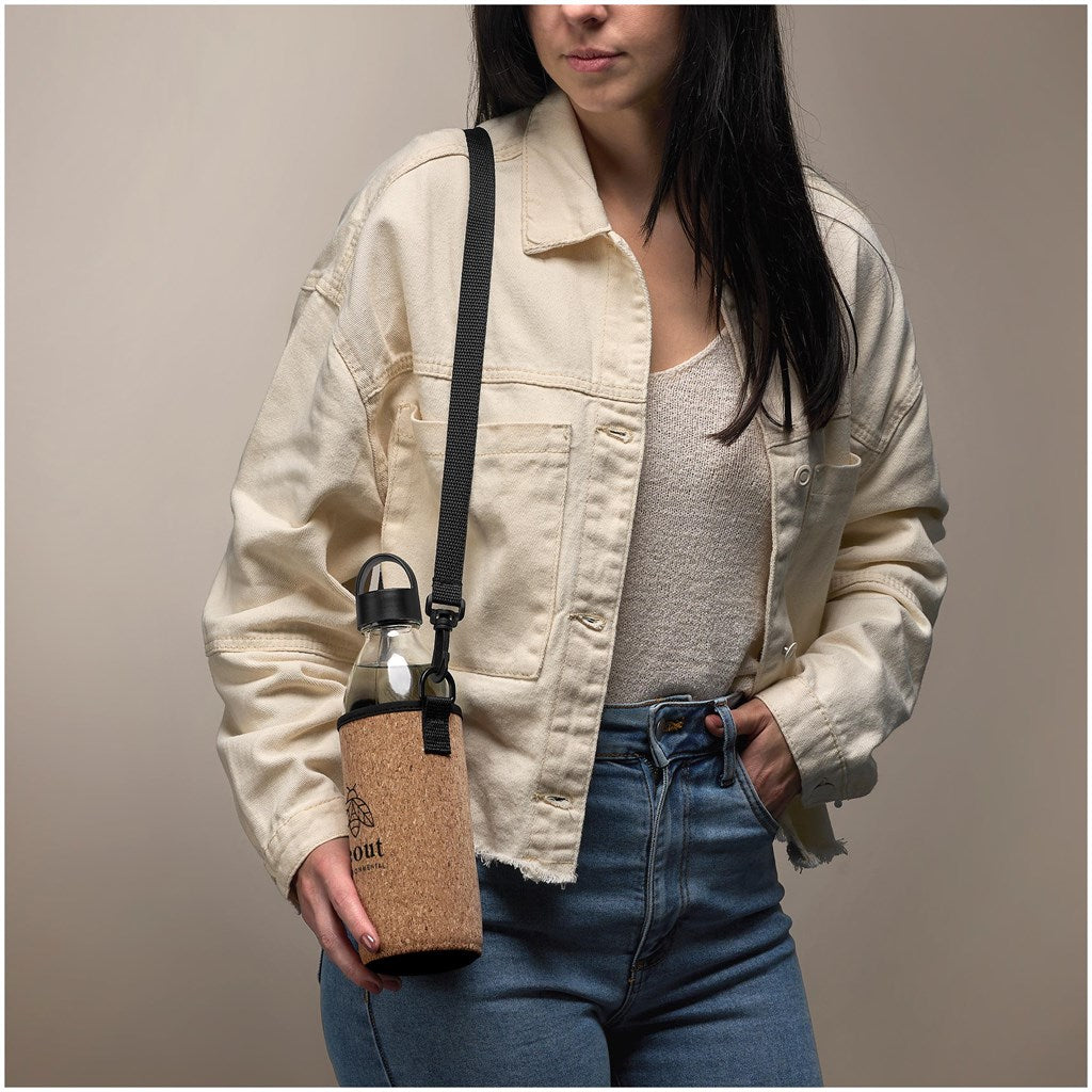 Kooshty Kork Hands-Free Glass Water Bottle – 850ml ZA Drinkware,Bottles,Drinkware Ideas,Drinkware Mirelle Leather and Lifestyle