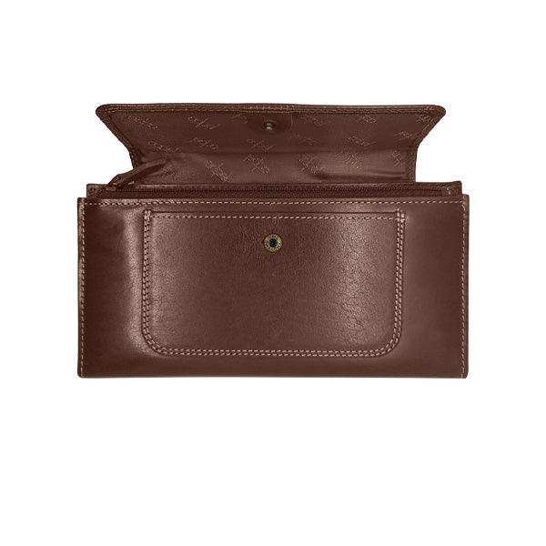 Ladies Genuine Leather Purse with Press Button Closure - Brown - MIRELLE Leather and Lifestyle