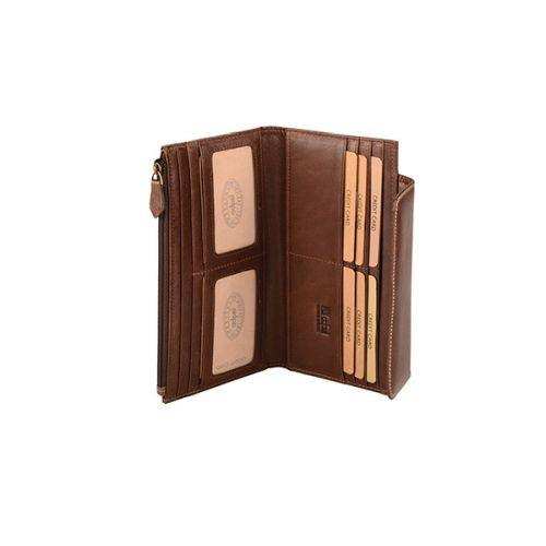 Ladies Genuine Leather Purse with Press Button Closure - Brown - MIRELLE Leather and Lifestyle